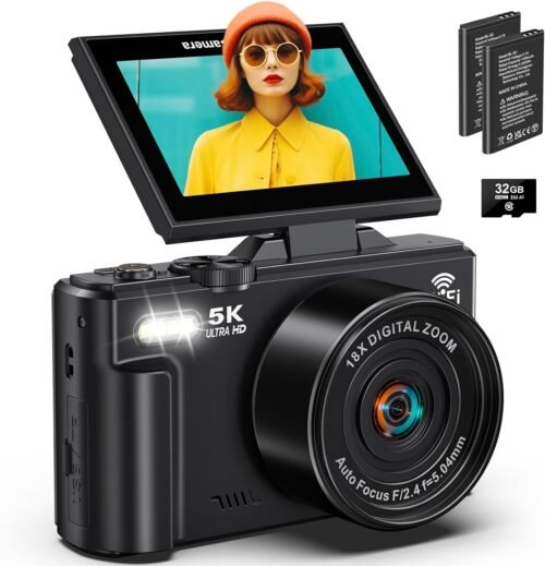 "Capture Every Moment: The Ultimate 72MP 5K Vlogging Camera with 180° Flip Screen and 18X Zoom!"