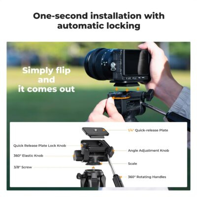 Elevate Your Creativity: K&F Concept 75" Ultra-Light Travel Tripod for DSLR and Smartphones - Perfect for Vlogs and Live Streams! - 이미지 5