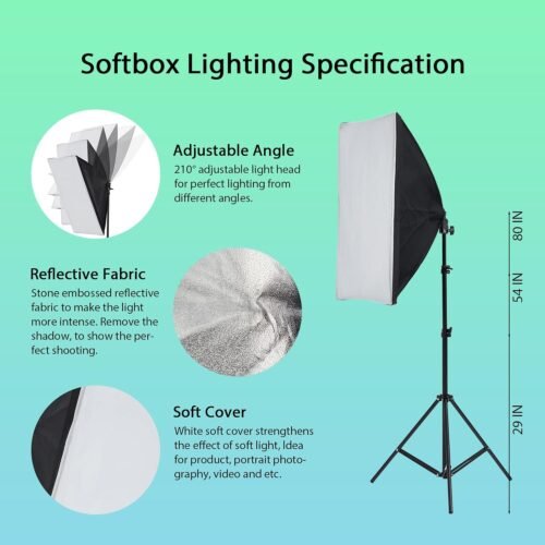 Photography Lighting kit with Backdrops, 8.5ftx10ft Backdrop Stand, 5 Tripod Stands and Bulb, Umbrella Softbox Continuous Lighting, Photo Studio Equipment for Portrait Product Photo Shoot - 이미지 5