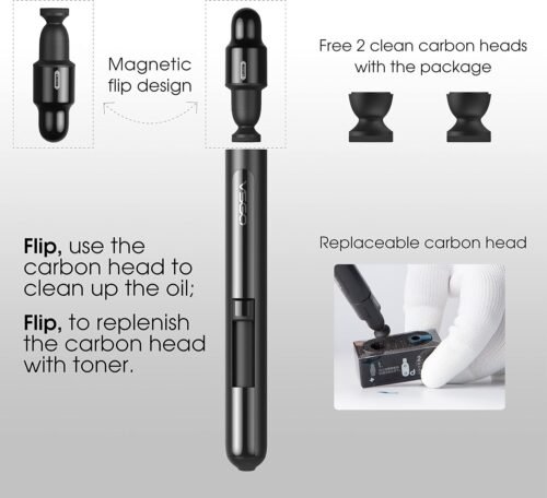 VSGO Lens Cleaning Pen with Power Switch – Compatible with Canon, Nikon, Sony Cameras, Binoculars, and AR/VR Glasses – Includes 2 Replaceable Carbon Tips (V-P03E) - 이미지 5