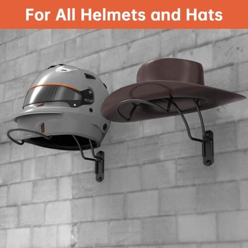 2 PCS Wall Mounted Helmet Rack Roma Helmet Holder Hook Multifunctionnal Metal Rack for Hats Mask Wall Mount Bracket Storage Display Rack with Screws for Equestrian Motorcycle Baseball Rugby Helmetet - 이미지 2