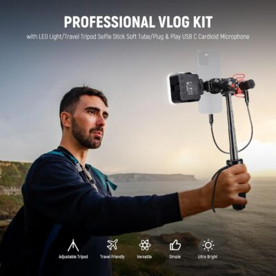 Ultimate Vlogging Power Pack: Your Go-To Kit for YouTube Success with LED Light, Versatile Tripod, and Pro Microphone! - 이미지 2