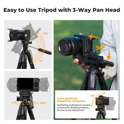 Elevate Your Creativity: K&F Concept 75" Ultra-Light Travel Tripod for DSLR and Smartphones - Perfect for Vlogs and Live Streams! - 이미지 6