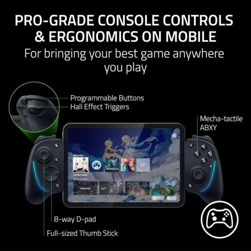 Razer Kishi Ultra Gaming Controller for Android, iPhone 15 & 16 Series, iPad Mini A17 Pro & 6 (USB C): Pro Controls - Ergonomic Grip - Stream PC, Xbox, PS5 Games on Mobile, Phone, Tablet - Chroma RGB - 이미지 4