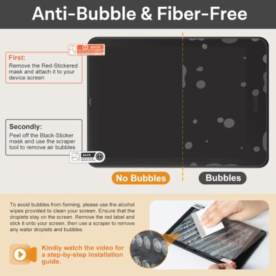 CoBak 3 Pack Anti-Glare Matte Screen Protector for 7" Kindle Paperwhite 12th Gen 2024 & Colorsoft Signature Edition,for Kobo Aura 2 - High Clarity, Fingerprint Resistant - Fine-Grit Texture PET Film - 이미지 3