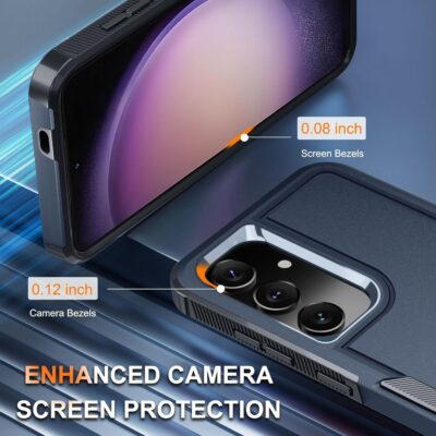 Ultimate Armor: RMOCR Heavy-Duty Full-Body Protection Case for Samsung Galaxy S24 FE in Navy Blue with Lanyard, Screen Shield, and Lens Guard - 이미지 7