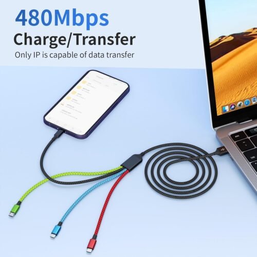 4 in 1 Multi Charging Cable [2Pack 5FT], Nylon Braided 4 in 1 Charging Cable, Multi Chargers for All Devices with IP/Type C/Type C/Micro Port, Compatible with Most Cell Phones/Tablets and More - 이미지 4