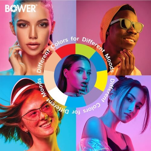 Bower 10 inch RGB Selfie Desktop Ring Light Stand Studio Kit - Ultra Wide Range, 9 Colors, 12 Brightness Levels, Special Effects, Tripod, Phone Clip/Holder - 이미지 4