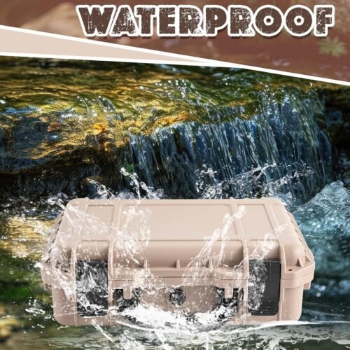 14.3 x 11.4 x 4.5 Inch Waterproof Hard Case with DIY Customizable Foam Insert Portable Protective Case with Knife for Camera Drones Equipments Tools Test Instruments (Tan) - 이미지 6