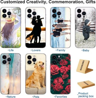 Personalized Photo Phone Case, with iPhone 16 15 14 13 12 11 Pro Max Plus Mini XR XS X, Custom Picture Design Your Own Collage Phone Cover for Family Friends Couple Gift Compatible (1 Photo) - 이미지 2