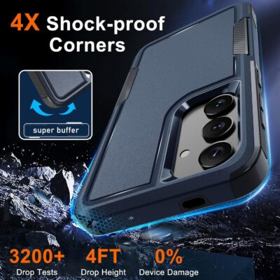 Ultimate Armor: RMOCR Heavy-Duty Full-Body Protection Case for Samsung Galaxy S24 FE in Navy Blue with Lanyard, Screen Shield, and Lens Guard - 이미지 2