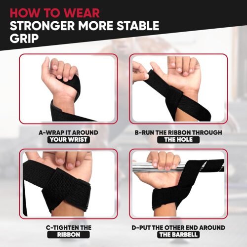Lifting Straps for Weightlifting, Weightlifting Cotton Straps with Neoprene Padding for Men women Gym Wrist Straps for Bodybuilding powerlifting, Strength Training and Deadlifting - 이미지 4
