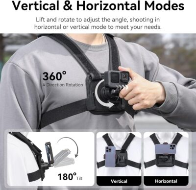 "Versatile POV Chest Harness: Switch Between Vertical and Horizontal for Ultimate Action Shots with GoPro, DJI, Insta360, and Smartphones!" - 이미지 2