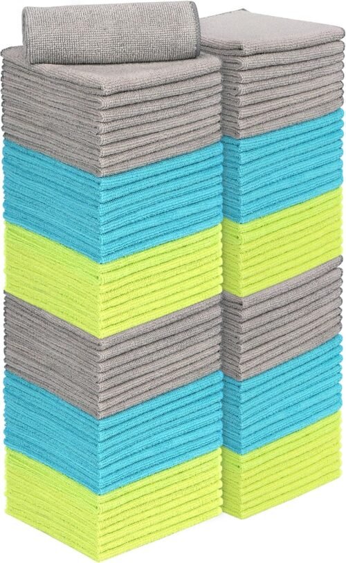 AIDEA Microfiber Cleaning Cloth-100PK, Soft Microfiber Towels for Cars, Absorbent Cleaning Rags, Lint-Free Streak-Free Wash Cloths for House, Kitchen, Window(12in.x12in)