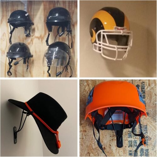 2 PCS Wall Mounted Helmet Rack Roma Helmet Holder Hook Multifunctionnal Metal Rack for Hats Mask Wall Mount Bracket Storage Display Rack with Screws for Equestrian Motorcycle Baseball Rugby Helmetet - 이미지 7