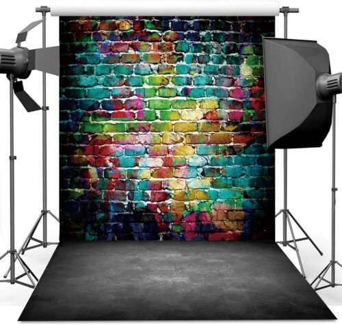 Vibrant Urban Vibes: 5x7 ft Vintage Brick & Cement Studio Photography Backdrop