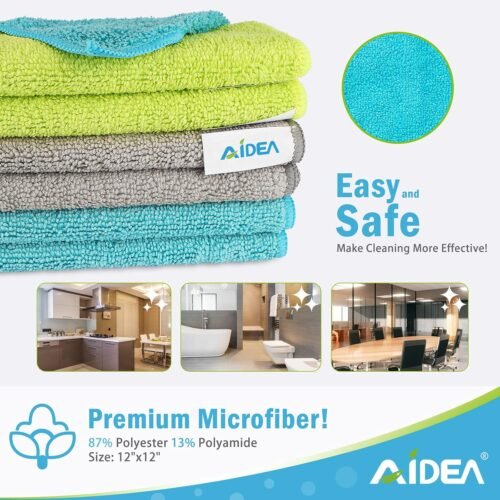 AIDEA Microfiber Cleaning Cloth-100PK, Soft Microfiber Towels for Cars, Absorbent Cleaning Rags, Lint-Free Streak-Free Wash Cloths for House, Kitchen, Window(12in.x12in) - 이미지 2