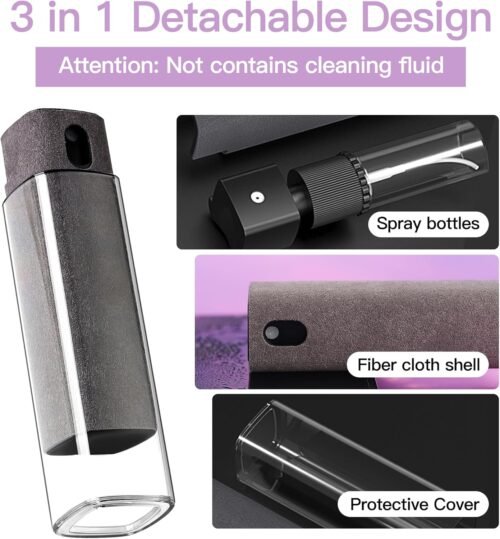 Touchscreen Screen Cleaner Kit 2 Pcs, Phone, Tablet and Car Screen Cleaner, Two in One Spray and Microfiber Cloth(Grey&Pink) - 이미지 3