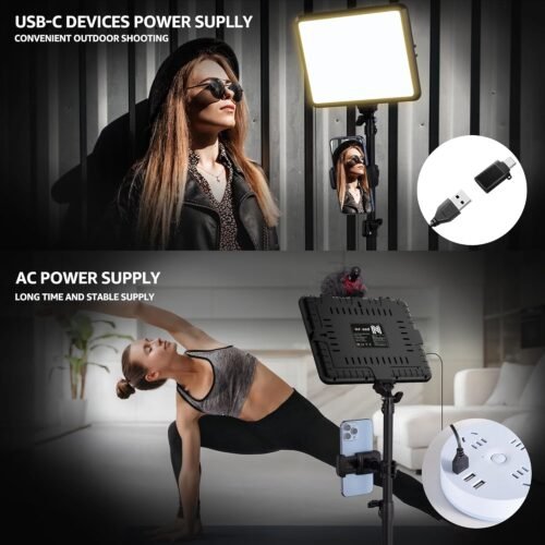 2-Pack LED Video Light Kit, NiceVeedi Studio Light, 2800-6500K Dimmable Photography Lighting Kit with Tripod Stand&Phone Holder, 73" Stream Light for Video Recording, Game Streaming, YouTube - 이미지 6
