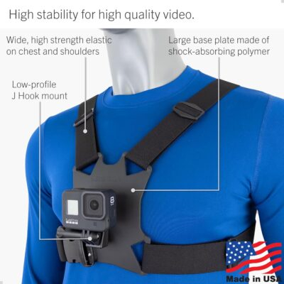 STUNTMAN High Stability Chest Mount with J Hook for Action Cameras - Fits GoPro, DJI Osmo (Action 5 Pro, 4, 3, 2), Insta360 (Ace Pro, Ace, ONE RS, ONE R), and Others - 이미지 2