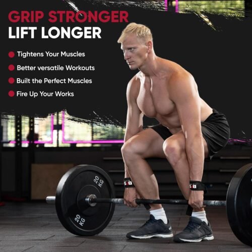 Lifting Straps for Weightlifting, Weightlifting Cotton Straps with Neoprene Padding for Men women Gym Wrist Straps for Bodybuilding powerlifting, Strength Training and Deadlifting - 이미지 6