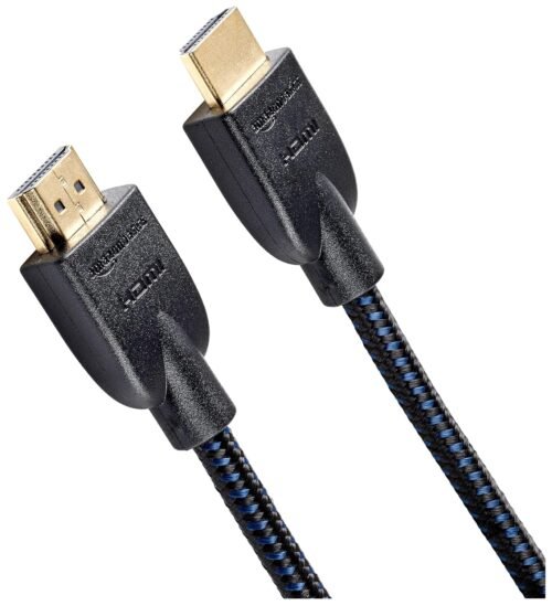 Amazon Basics HDMI Cable 6ft, 4K HDMI 2.0 Cord (18Gbps), Nylon-Braided, 4K@60Hz, 2160p, 48 bit, Compatible with TV/PS5/Xbox/Roku, Black & Blue
