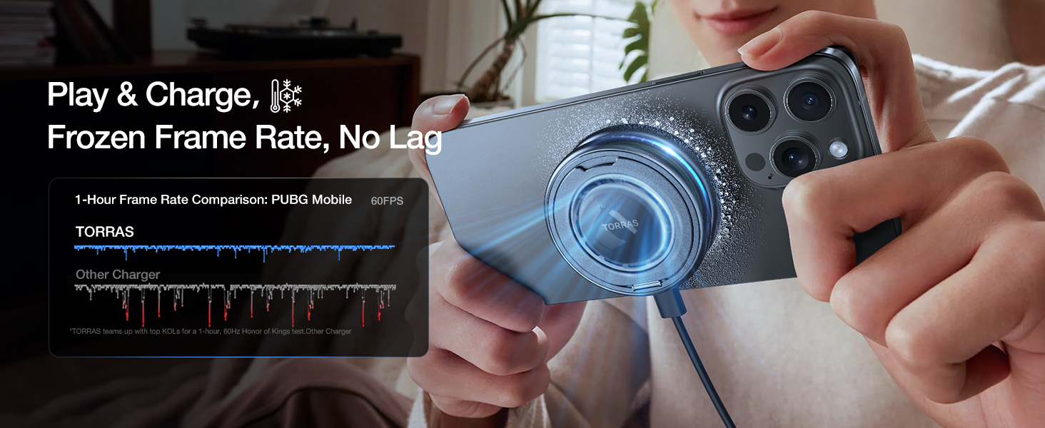 TORRAS PolarCircle Qi2 Mag-Safe Charger, 15W Cooling Magnetic Pad for iPhone 16/15/14/13, Wireless Charger for Samsung Galaxy S25 with 360°Spin Stand, Semiconductor Game Cooler, with 5ft Type-C Cable 11 TORRAS PolarCircle Qi2 Mag-Safe Charger, 15W Cooling Magnetic Pad for iPhone 16/15/14/13, Wireless Charger for Samsung Galaxy S25 with 360°Spin Stand, Semiconductor Game Cooler, with 5ft Type-C Cable-