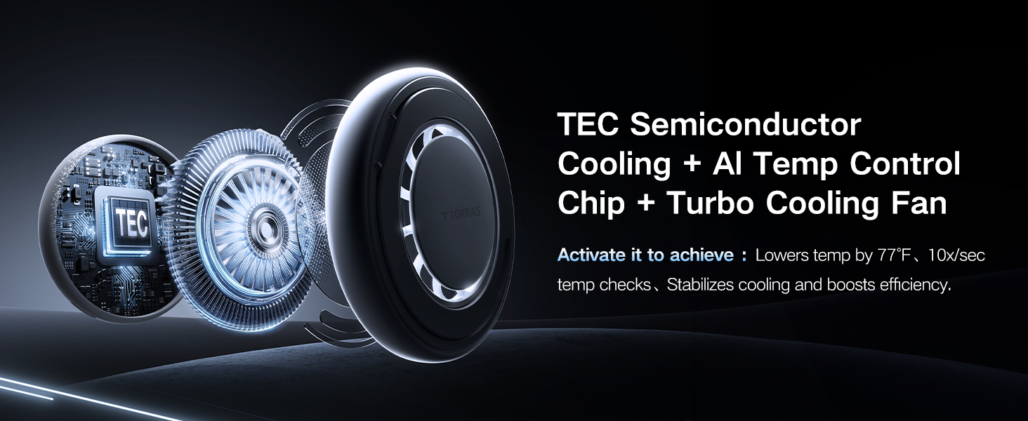 TORRAS PolarCircle Qi2 Mag-Safe Charger, 15W Cooling Magnetic Pad for iPhone 16/15/14/13, Wireless Charger for Samsung Galaxy S25 with 360°Spin Stand, Semiconductor Game Cooler, with 5ft Type-C Cable 14 TORRAS PolarCircle Qi2 Mag-Safe Charger, 15W Cooling Magnetic Pad for iPhone 16/15/14/13, Wireless Charger for Samsung Galaxy S25 with 360°Spin Stand, Semiconductor Game Cooler, with 5ft Type-C Cable-