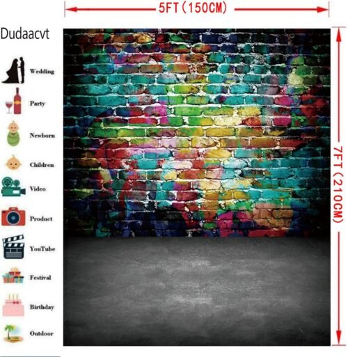 Vibrant Urban Vibes: 5x7 ft Vintage Brick & Cement Studio Photography Backdrop - 이미지 2
