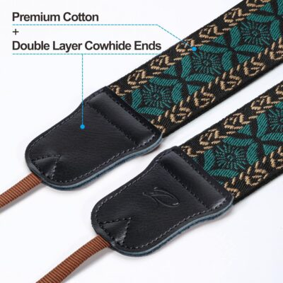 "Embrace Elegance: The Mystic Green Embroidered Camera Strap with Luxe Cowhide Accents for Every Photographer" - 이미지 2