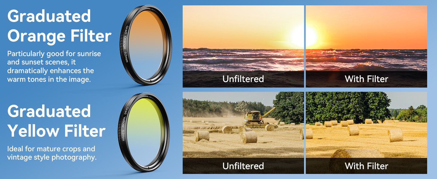 Apexel 52mm Filter Lens Kit (Graduated Filter Lens-Red Orange Yellow Blue, CPL, ND32, Star Lens-6 Point) for Smartphone Camera Canon Nikon Sony Olympus 15 Apexel 52mm Filter Lens Kit (Graduated Filter Lens-Red Orange Yellow Blue, CPL, ND32, Star Lens-6 Point) for Smartphone Camera Canon Nikon Sony Olympus-
