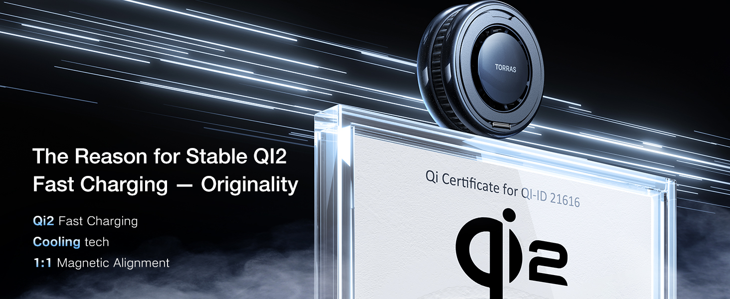 TORRAS PolarCircle Qi2 Mag-Safe Charger, 15W Cooling Magnetic Pad for iPhone 16/15/14/13, Wireless Charger for Samsung Galaxy S25 with 360°Spin Stand, Semiconductor Game Cooler, with 5ft Type-C Cable 15 TORRAS PolarCircle Qi2 Mag-Safe Charger, 15W Cooling Magnetic Pad for iPhone 16/15/14/13, Wireless Charger for Samsung Galaxy S25 with 360°Spin Stand, Semiconductor Game Cooler, with 5ft Type-C Cable-