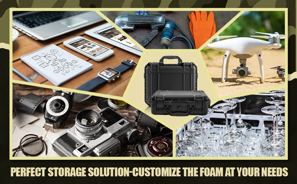 14.3 x 11.4 x 4.5 Inch Waterproof Hard Case with DIY Customizable Foam Insert Portable Protective Case with Knife for Camera Drones Equipments Tools Test Instruments (Tan) 13 14.3 x 11.4 x 4.5 Inch Waterproof Hard Case with DIY Customizable Foam Insert Portable Protective Case with Knife for Camera Drones Equipments Tools Test Instruments (Tan)-