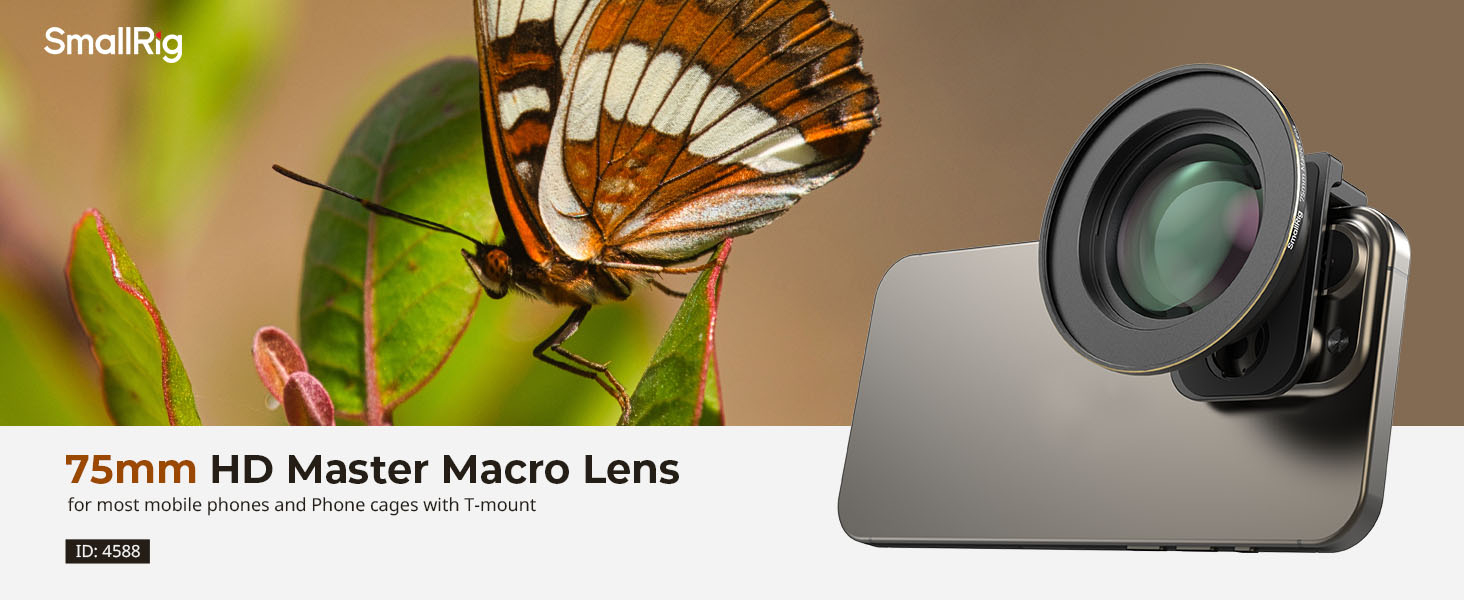 SMALLRIG 75mm HD Master Macro Lens, T-Mount Lens for iPhone, for Samsung, for Huawei, for Xiaomi, Macro Photography Phone Camera Lens Attachment - 4588 10 SMALLRIG 75mm HD Master Macro Lens, T-Mount Lens for iPhone, for Samsung, for Huawei, for Xiaomi, Macro Photography Phone Camera Lens Attachment - 4588-