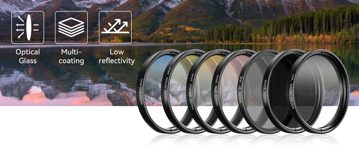 Apexel 52mm Filter Lens Kit (Graduated Filter Lens-Red Orange Yellow Blue, CPL, ND32, Star Lens-6 Point) for Smartphone Camera Canon Nikon Sony Olympus 10 Apexel 52mm Filter Lens Kit (Graduated Filter Lens-Red Orange Yellow Blue, CPL, ND32, Star Lens-6 Point) for Smartphone Camera Canon Nikon Sony Olympus-