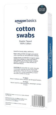 Amazon Basics Cotton Swabs for Personal Hygiene and Baby Care, 500 Count, 1 Pack 9 Amazon Basics Cotton Swabs for Personal Hygiene and Baby Care, 500 Count, 1 Pack