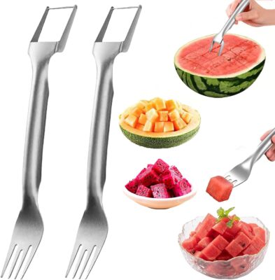 2-in-1 Stainless Steel Watermelon Slicer & Fork: Ultimate Summer Fruit Tool 6 2-in-1 Stainless Steel Watermelon Slicer & Fork: Ultimate Summer Fruit Tool