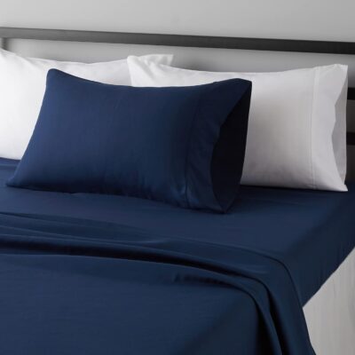Amazon Basics Lightweight Super Soft Easy Care Wrinkle Free Microfiber 3 Piece Bed Sheet Set with 14-Inch Deep Pockets, Twin, Navy Blue, Solid, Kids, Men & Women Bedding 7 Amazon Basics Lightweight Super Soft Easy Care Wrinkle Free Microfiber 3 Piece Bed Sheet Set with 14-Inch Deep Pockets, Twin, Navy Blue, Solid, Kids, Men & Women Bedding