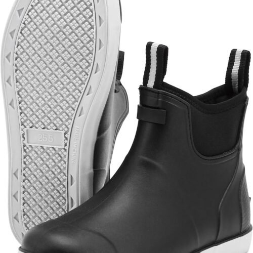 Hsttgsr Rain Boots for Men Anti-Slip Waterproof Rubber Boots Non-slip Mid Calf Garden Boots Deck Boots Mens Fashion Rain Boots Mens Rubber Boots Sailing Shoes for Fishing Boating Camping