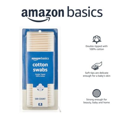 Amazon Basics Cotton Swabs for Personal Hygiene and Baby Care, 500 Count, 1 Pack 10 Amazon Basics Cotton Swabs for Personal Hygiene and Baby Care, 500 Count, 1 Pack