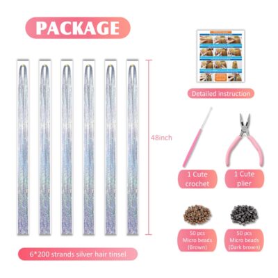 Sparkling Silver Tinsel Hair Extensions: Effortless Glam for Parties and Cosplay! 11 Sparkling Silver Tinsel Hair Extensions: Effortless Glam for Parties and Cosplay!