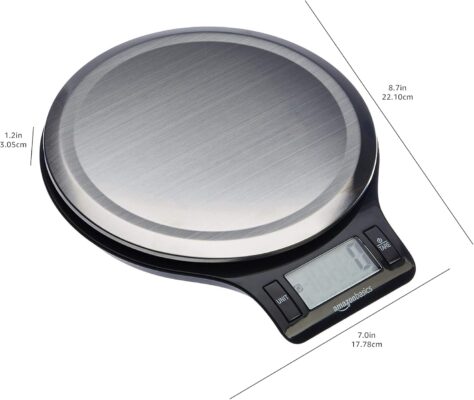 Amazon Basics Digital Kitchen Scale with LCD Display, Batteries Included, Weighs up to 11 pounds, Black and Stainless Steel 7 Amazon Basics Digital Kitchen Scale with LCD Display, Batteries Included, Weighs up to 11 pounds, Black and Stainless Steel