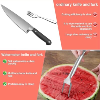 2-in-1 Stainless Steel Watermelon Slicer & Fork: Ultimate Summer Fruit Tool 11 2-in-1 Stainless Steel Watermelon Slicer & Fork: Ultimate Summer Fruit Tool