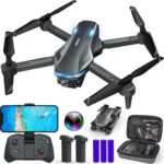 Drone with Camera for Adults, 1080P FPV Drones for Beginners with Upgrade Altitude Hold, Voice Control, Gestures Selfie, 90 Adjustable Lens, 3D Flips, 2 Batteries