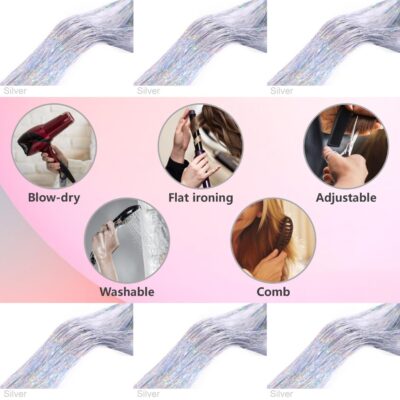 Sparkling Silver Tinsel Hair Extensions: Effortless Glam for Parties and Cosplay! 13 Sparkling Silver Tinsel Hair Extensions: Effortless Glam for Parties and Cosplay!