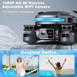 Drone with Camera for Adults, 1080P FPV Drones for Beginners with Upgrade Altitude Hold, Voice Control, Gestures Selfie, 90 Adjustable Lens, 3D Flips, 2 Batteries