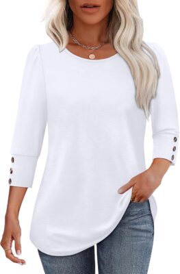 Chic Plus-Size 3/4 Sleeve Blouse for Effortless Summer Style 8 Chic Plus-Size 3/4 Sleeve Blouse for Effortless Summer Style