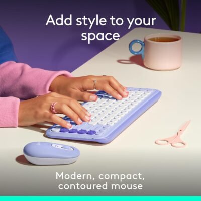 Logitech POP Mouse: The Versatile Silent Companion for Your Devices in Lilac. 4 Logitech POP Mouse: The Versatile Silent Companion for Your Devices in Lilac.