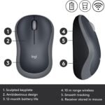 Logitech M185 Wireless Mouse, 2.4GHz with USB Mini Receiver, 12-Month Battery Life, 1000 DPI Optical Tracking, Ambidextrous PC/Mac/Laptop – Swift Grey