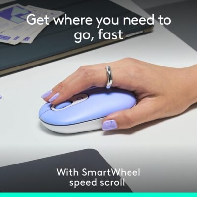 Logitech POP Mouse: The Versatile Silent Companion for Your Devices in Lilac. 5 Logitech POP Mouse: The Versatile Silent Companion for Your Devices in Lilac.